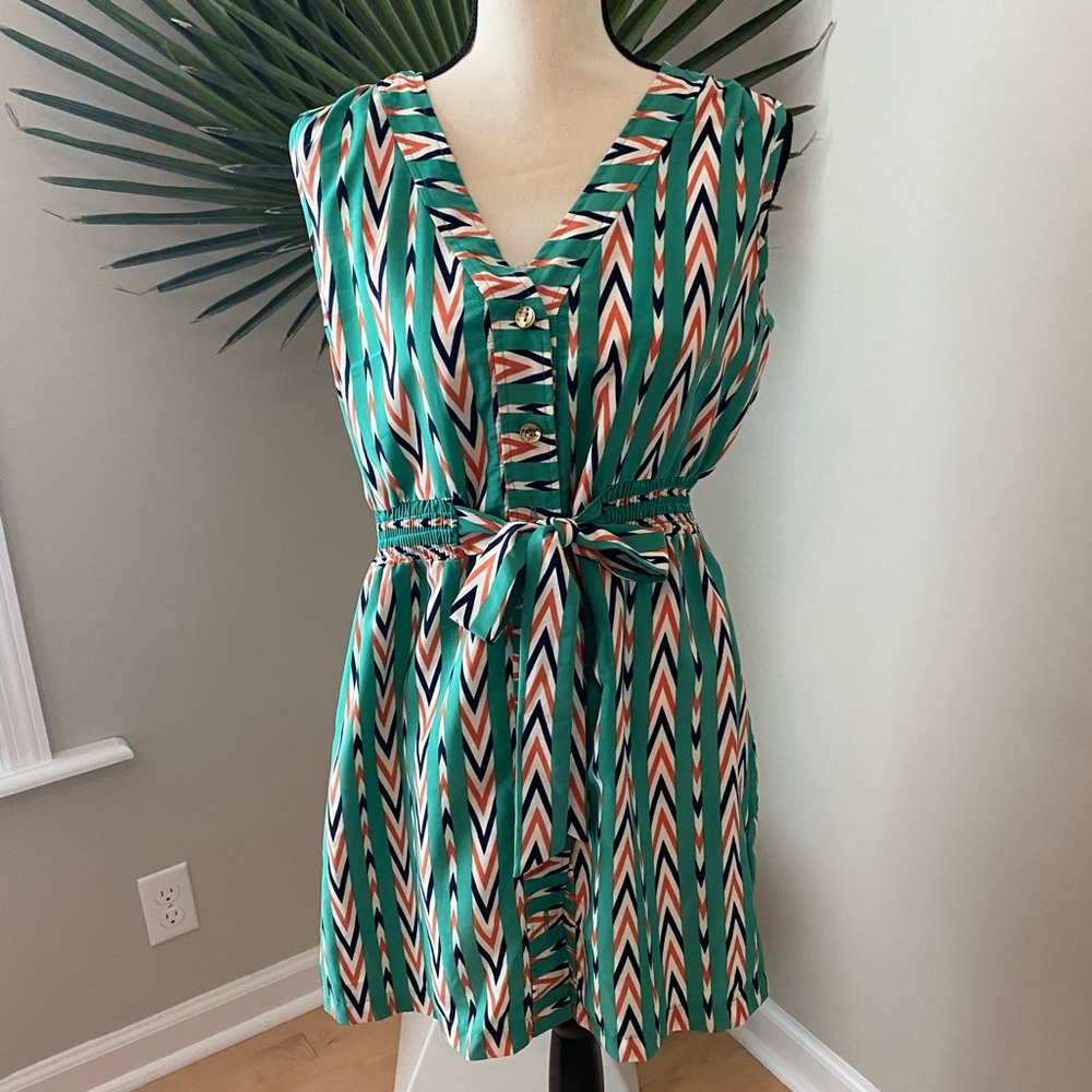 October Sky Geometric Print Dress L